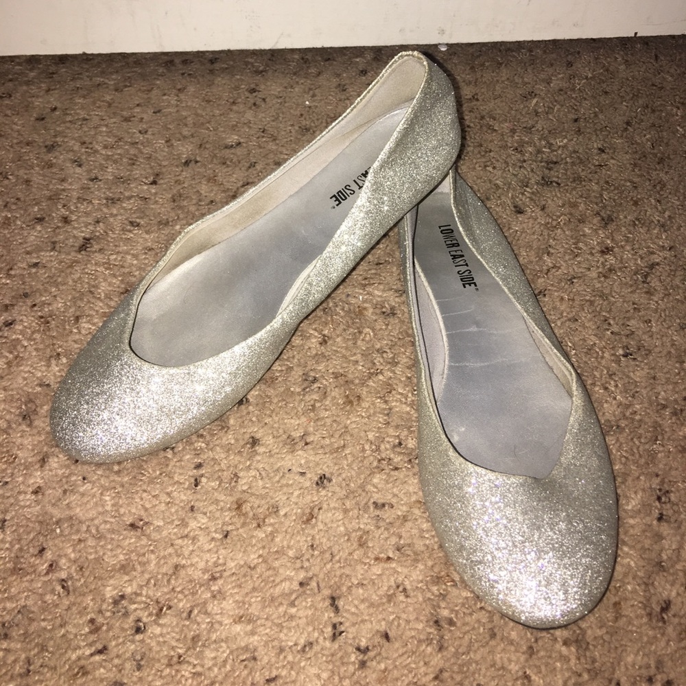Sparkly silver flats